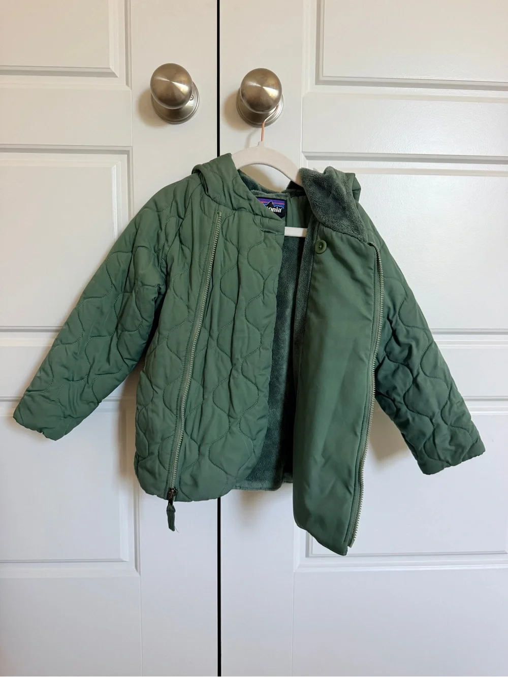 Patagonia Olive Green Quilted Kids Jacket and Snow Pants